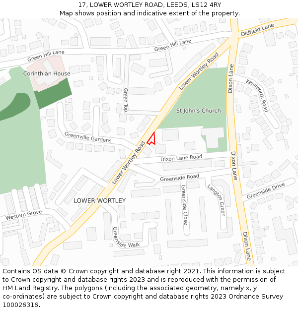 17, LOWER WORTLEY ROAD, LEEDS, LS12 4RY: Location map and indicative extent of plot