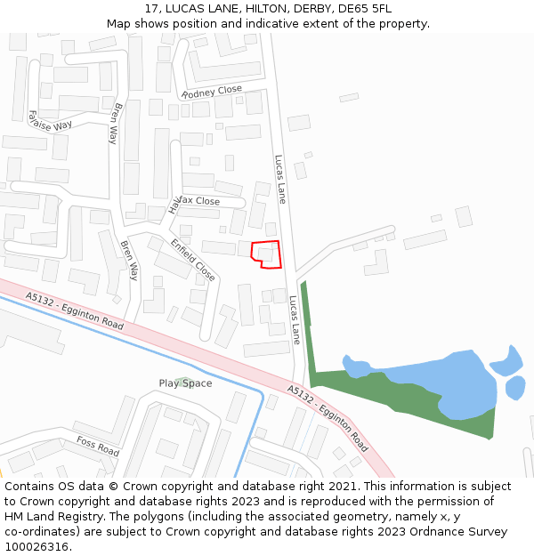 17, LUCAS LANE, HILTON, DERBY, DE65 5FL: Location map and indicative extent of plot