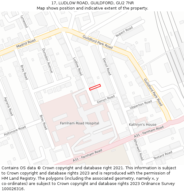 17, LUDLOW ROAD, GUILDFORD, GU2 7NR: Location map and indicative extent of plot