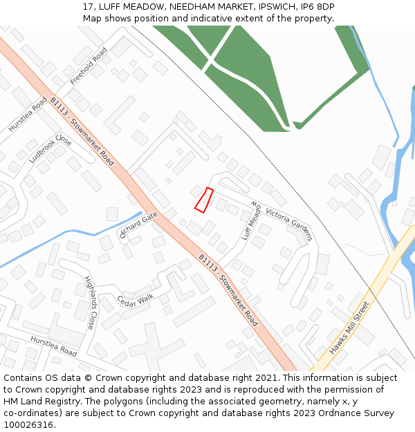 17, LUFF MEADOW, NEEDHAM MARKET, IPSWICH, IP6 8DP: Location map and indicative extent of plot