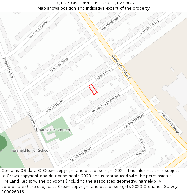 17, LUPTON DRIVE, LIVERPOOL, L23 9UA: Location map and indicative extent of plot