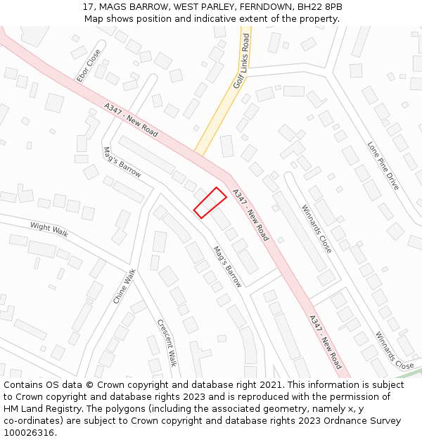 17, MAGS BARROW, WEST PARLEY, FERNDOWN, BH22 8PB: Location map and indicative extent of plot