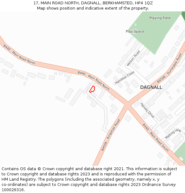 17, MAIN ROAD NORTH, DAGNALL, BERKHAMSTED, HP4 1QZ: Location map and indicative extent of plot