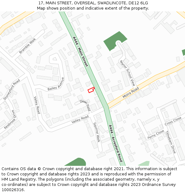 17, MAIN STREET, OVERSEAL, SWADLINCOTE, DE12 6LG: Location map and indicative extent of plot