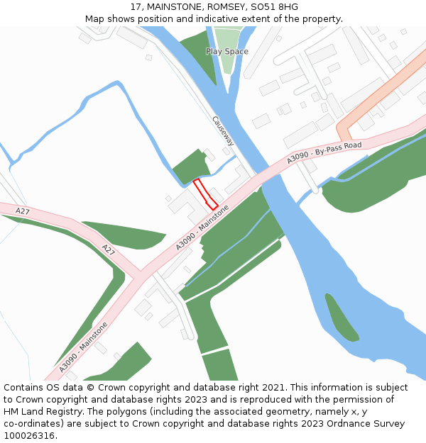 17, MAINSTONE, ROMSEY, SO51 8HG: Location map and indicative extent of plot