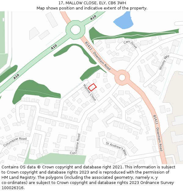 17, MALLOW CLOSE, ELY, CB6 3WH: Location map and indicative extent of plot