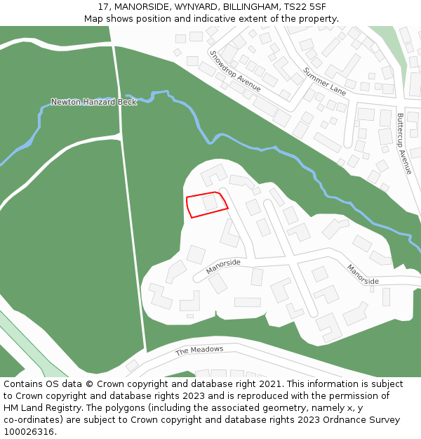 17, MANORSIDE, WYNYARD, BILLINGHAM, TS22 5SF: Location map and indicative extent of plot