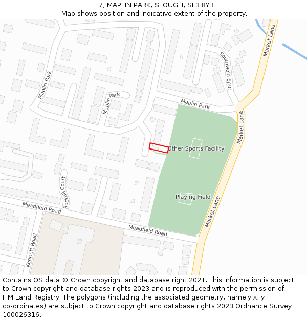 17, MAPLIN PARK, SLOUGH, SL3 8YB: Location map and indicative extent of plot