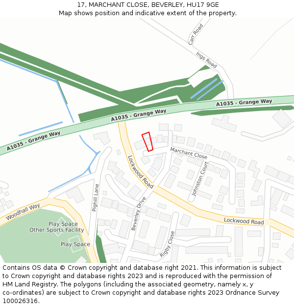 17, MARCHANT CLOSE, BEVERLEY, HU17 9GE: Location map and indicative extent of plot