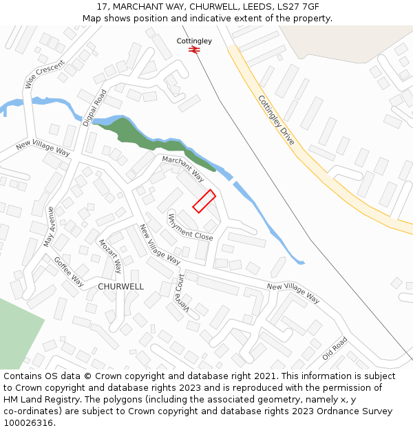 17, MARCHANT WAY, CHURWELL, LEEDS, LS27 7GF: Location map and indicative extent of plot