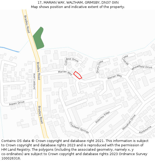 17, MARIAN WAY, WALTHAM, GRIMSBY, DN37 0XN: Location map and indicative extent of plot