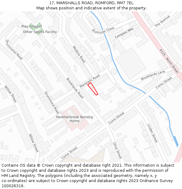 17, MARSHALLS ROAD, ROMFORD, RM7 7EL: Location map and indicative extent of plot