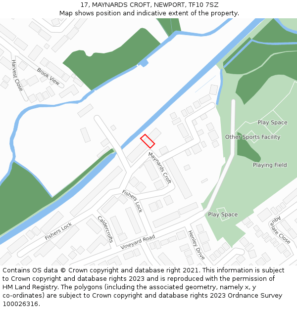 17, MAYNARDS CROFT, NEWPORT, TF10 7SZ: Location map and indicative extent of plot