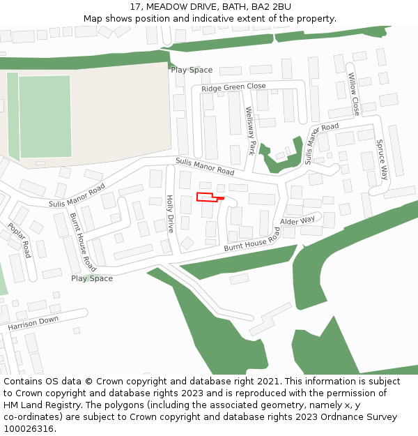 17, MEADOW DRIVE, BATH, BA2 2BU: Location map and indicative extent of plot