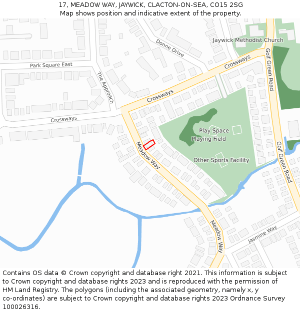 17, MEADOW WAY, JAYWICK, CLACTON-ON-SEA, CO15 2SG: Location map and indicative extent of plot