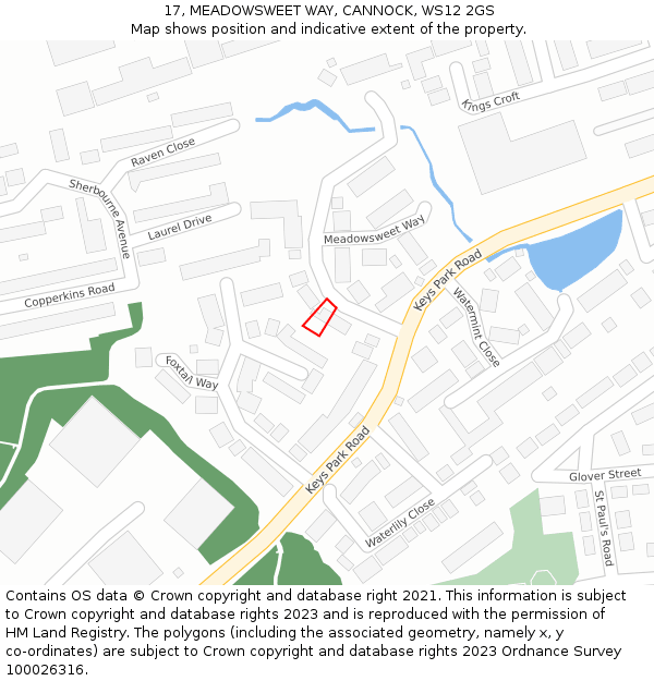 17, MEADOWSWEET WAY, CANNOCK, WS12 2GS: Location map and indicative extent of plot