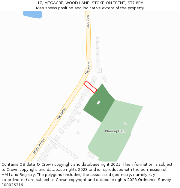 17, MEGACRE, WOOD LANE, STOKE-ON-TRENT, ST7 8PA: Location map and indicative extent of plot