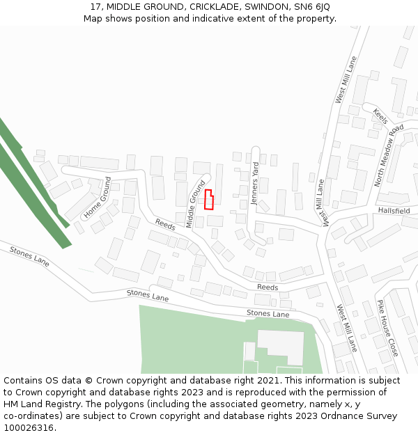 17, MIDDLE GROUND, CRICKLADE, SWINDON, SN6 6JQ: Location map and indicative extent of plot