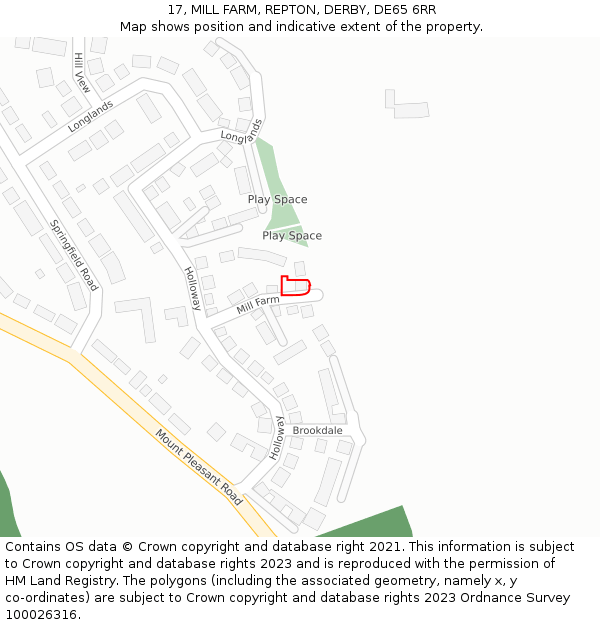 17, MILL FARM, REPTON, DERBY, DE65 6RR: Location map and indicative extent of plot