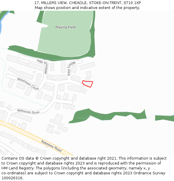 17, MILLERS VIEW, CHEADLE, STOKE-ON-TRENT, ST10 1XP: Location map and indicative extent of plot