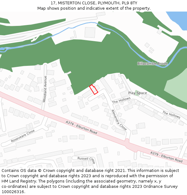 17, MISTERTON CLOSE, PLYMOUTH, PL9 8TY: Location map and indicative extent of plot