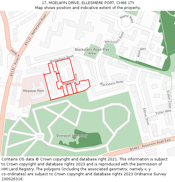 17, MOELWYN DRIVE, ELLESMERE PORT, CH66 1TY: Location map and indicative extent of plot