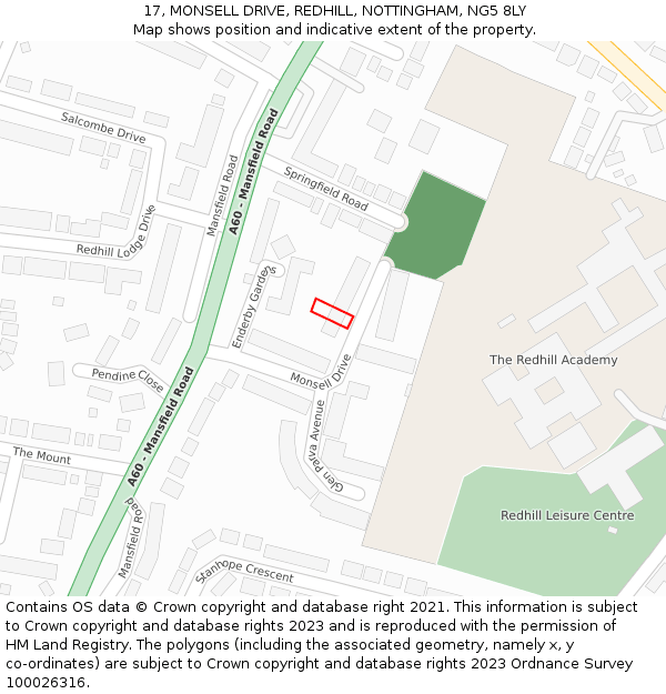 17, MONSELL DRIVE, REDHILL, NOTTINGHAM, NG5 8LY: Location map and indicative extent of plot