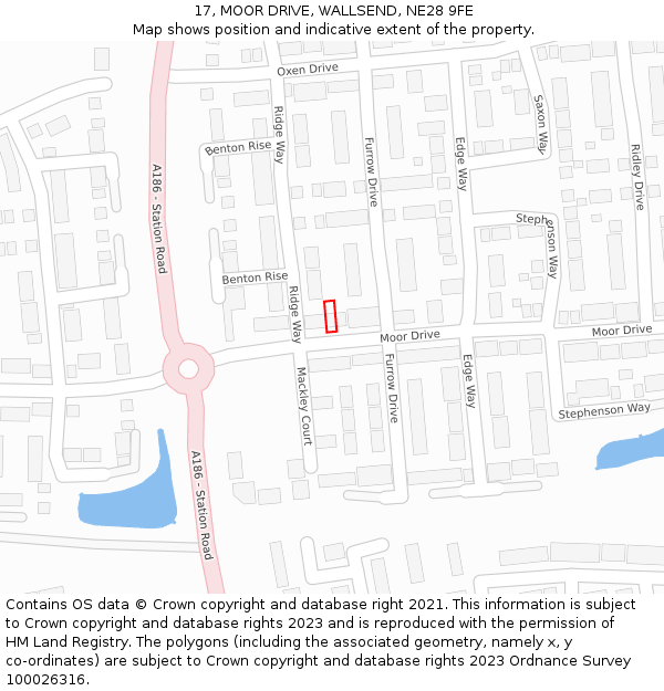 17, MOOR DRIVE, WALLSEND, NE28 9FE: Location map and indicative extent of plot