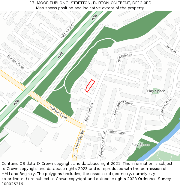 17, MOOR FURLONG, STRETTON, BURTON-ON-TRENT, DE13 0PD: Location map and indicative extent of plot