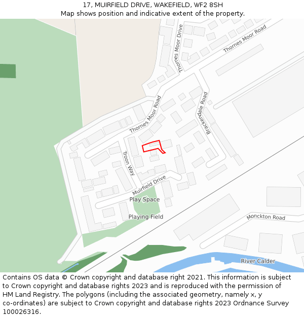 17, MUIRFIELD DRIVE, WAKEFIELD, WF2 8SH: Location map and indicative extent of plot