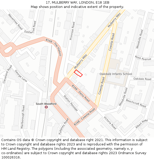 17, MULBERRY WAY, LONDON, E18 1EB: Location map and indicative extent of plot