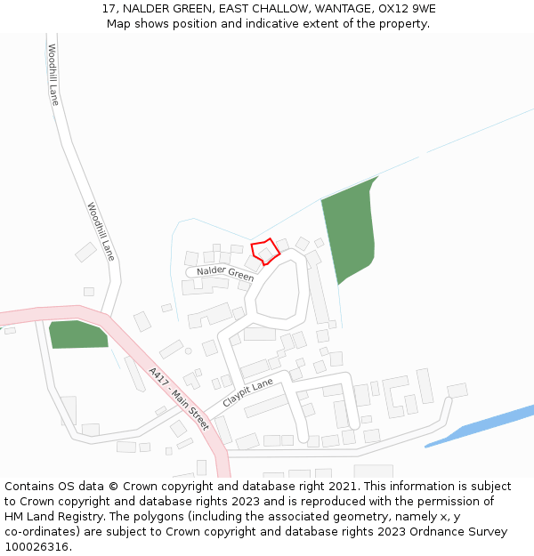 17, NALDER GREEN, EAST CHALLOW, WANTAGE, OX12 9WE: Location map and indicative extent of plot