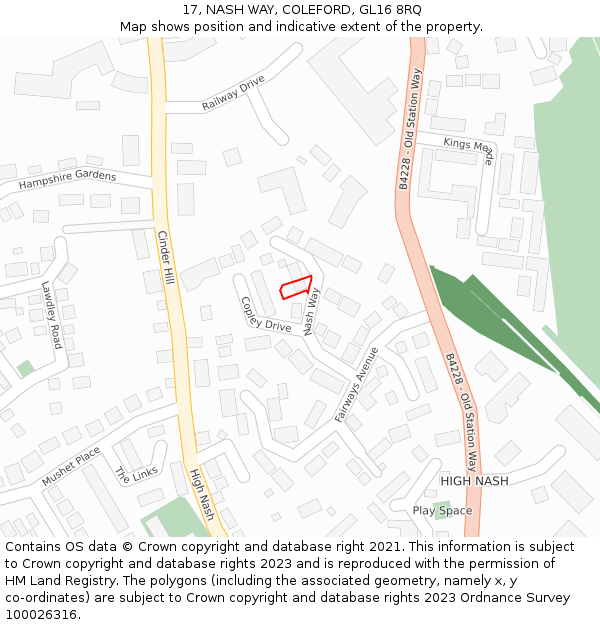 17, NASH WAY, COLEFORD, GL16 8RQ: Location map and indicative extent of plot