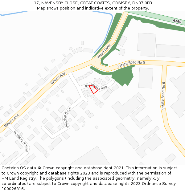 17, NAVENSBY CLOSE, GREAT COATES, GRIMSBY, DN37 9FB: Location map and indicative extent of plot