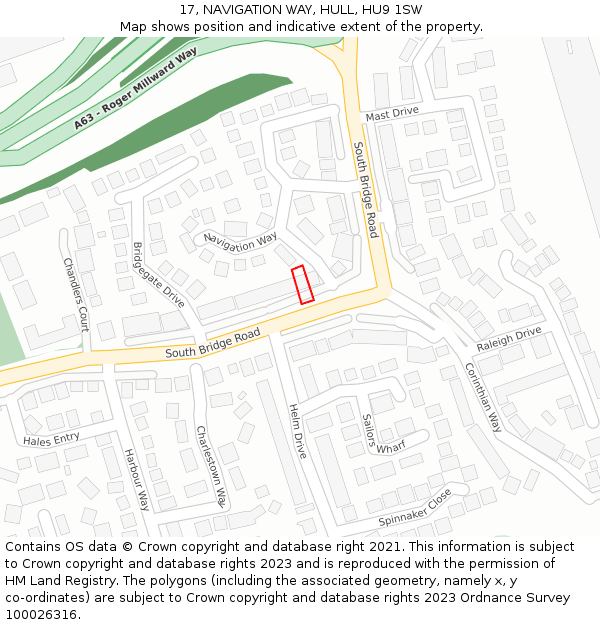 17, NAVIGATION WAY, HULL, HU9 1SW: Location map and indicative extent of plot