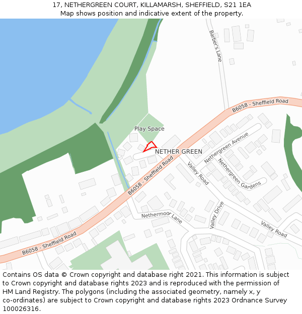 17, NETHERGREEN COURT, KILLAMARSH, SHEFFIELD, S21 1EA: Location map and indicative extent of plot