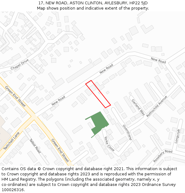 17, NEW ROAD, ASTON CLINTON, AYLESBURY, HP22 5JD: Location map and indicative extent of plot