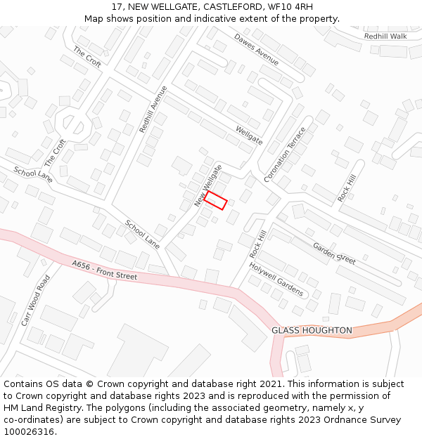 17, NEW WELLGATE, CASTLEFORD, WF10 4RH: Location map and indicative extent of plot