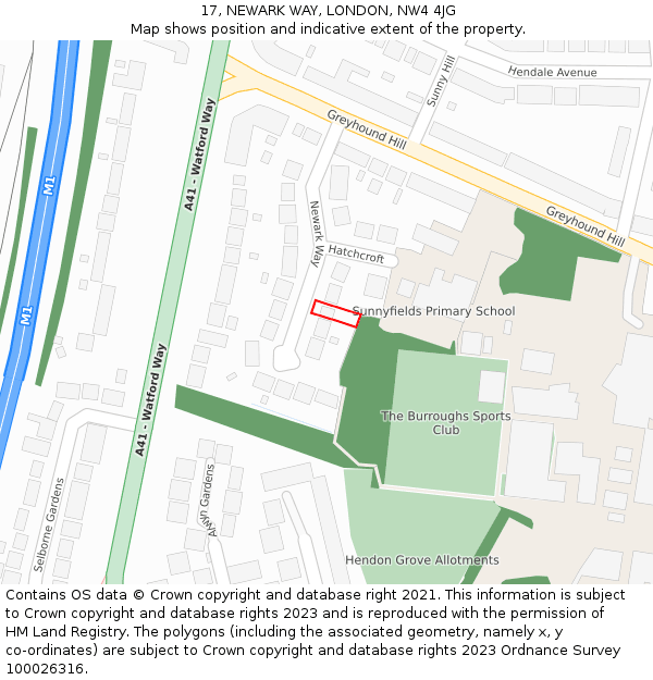 17, NEWARK WAY, LONDON, NW4 4JG: Location map and indicative extent of plot