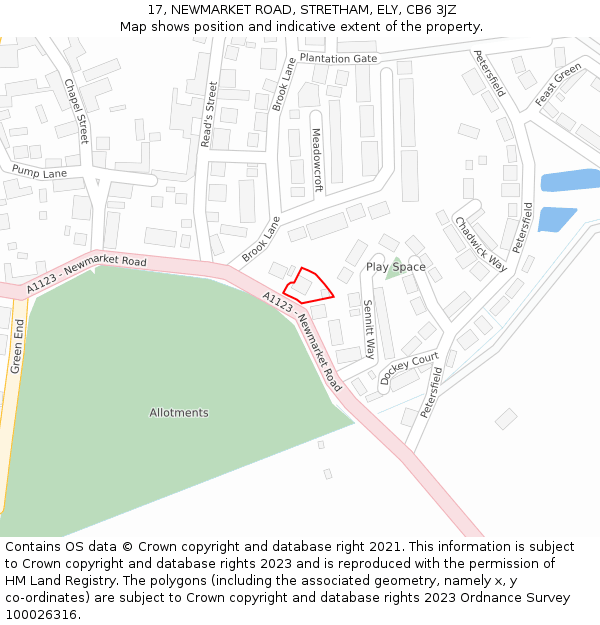 17, NEWMARKET ROAD, STRETHAM, ELY, CB6 3JZ: Location map and indicative extent of plot
