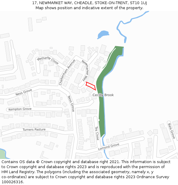 17, NEWMARKET WAY, CHEADLE, STOKE-ON-TRENT, ST10 1UJ: Location map and indicative extent of plot