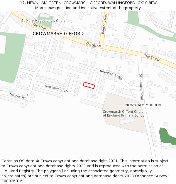 17, NEWNHAM GREEN, CROWMARSH GIFFORD, WALLINGFORD, OX10 8EW: Location map and indicative extent of plot