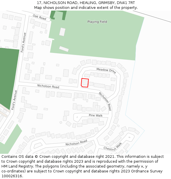 17, NICHOLSON ROAD, HEALING, GRIMSBY, DN41 7RT: Location map and indicative extent of plot