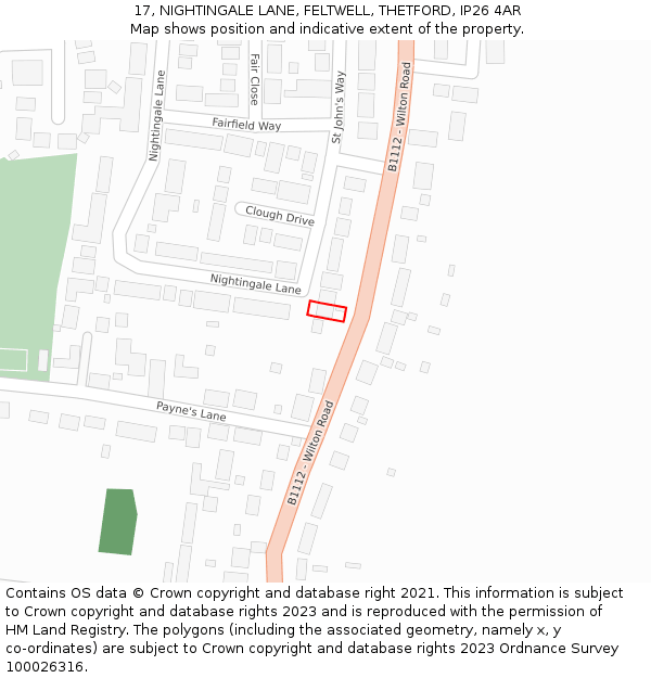 17, NIGHTINGALE LANE, FELTWELL, THETFORD, IP26 4AR: Location map and indicative extent of plot