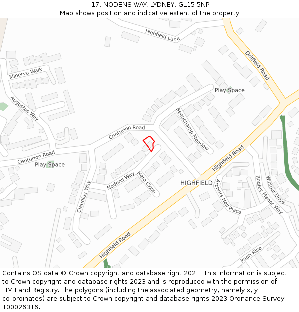 17, NODENS WAY, LYDNEY, GL15 5NP: Location map and indicative extent of plot