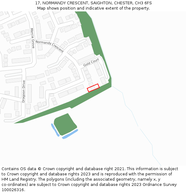 17, NORMANDY CRESCENT, SAIGHTON, CHESTER, CH3 6FS: Location map and indicative extent of plot