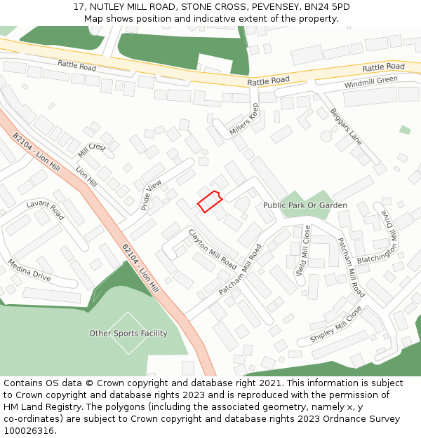 17, NUTLEY MILL ROAD, STONE CROSS, PEVENSEY, BN24 5PD: Location map and indicative extent of plot