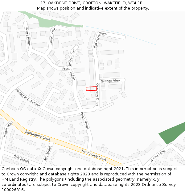 17, OAKDENE DRIVE, CROFTON, WAKEFIELD, WF4 1RH: Location map and indicative extent of plot