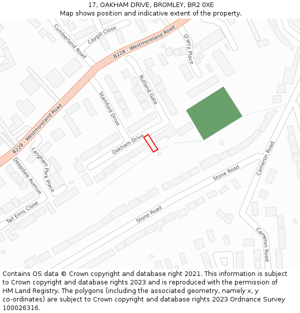 17, OAKHAM DRIVE, BROMLEY, BR2 0XE: Location map and indicative extent of plot