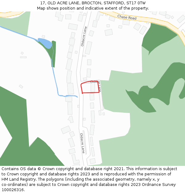 17, OLD ACRE LANE, BROCTON, STAFFORD, ST17 0TW: Location map and indicative extent of plot